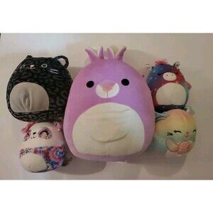 Squishmallows Lot of 5 Kiki 10" 5" Wu Easter Bunny Kirsten Faisah 8" Xiomara